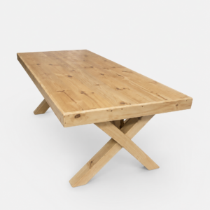 Rustic Cross-Leg Wooden Dining Table