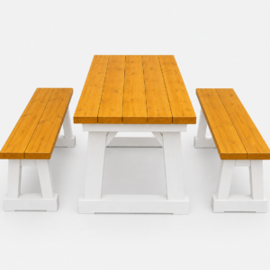 Rustic Outdoor Wooden Picnic Table Set